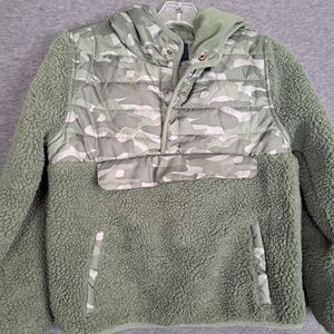London Fog Boys Sherpa Jacket Winter Coat Green Camo Size 8 Small NWT